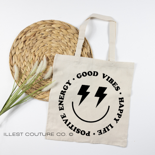 Positive Vibes Canvas Tote
